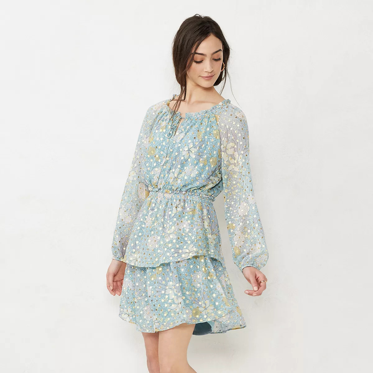 Women's LC Lauren Conrad Long Sleeve Mini Peasant Dress | Kohl's