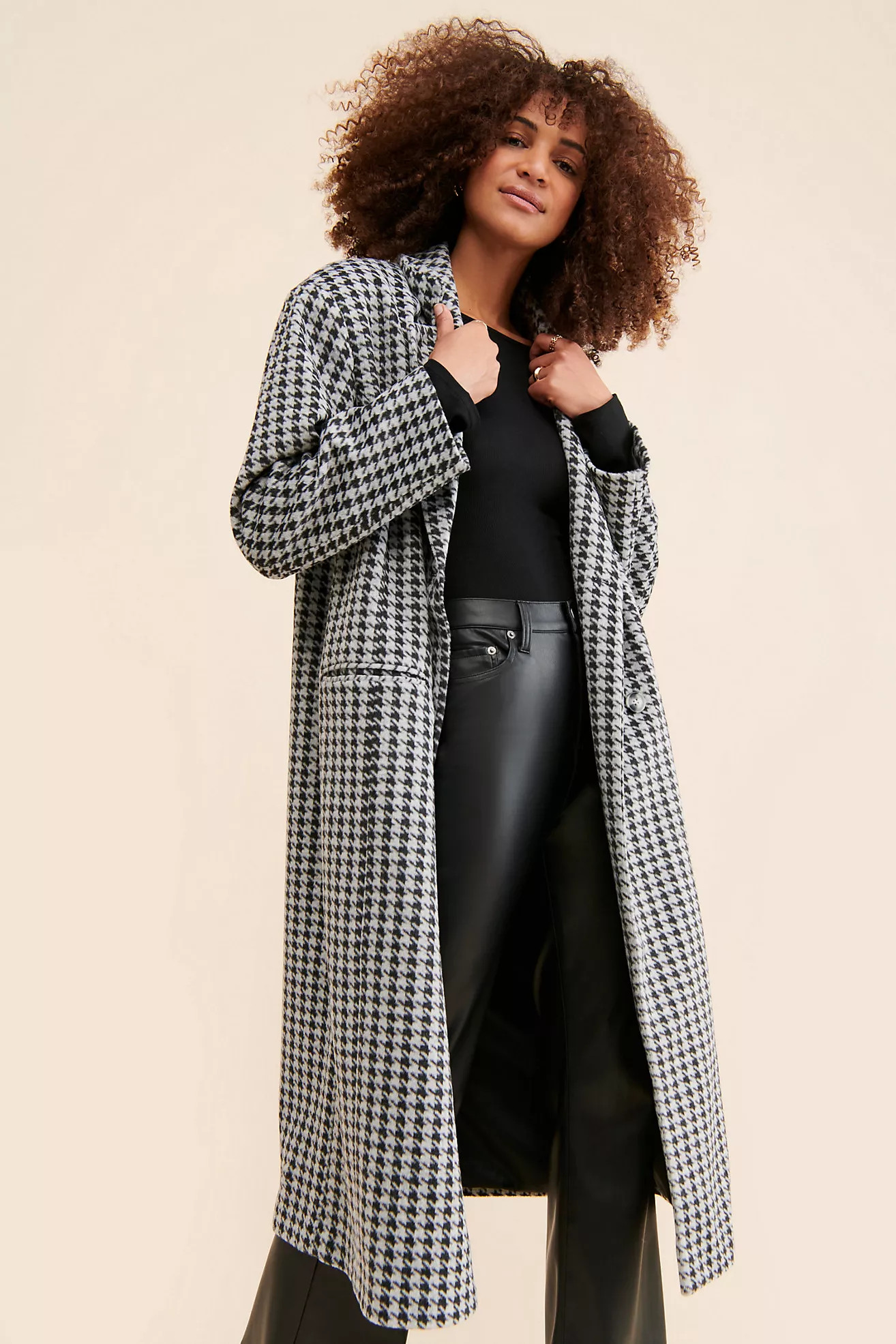 4th & Reckless Kendra Oversized Houndstooth Overcoat | Anthropologie (US)