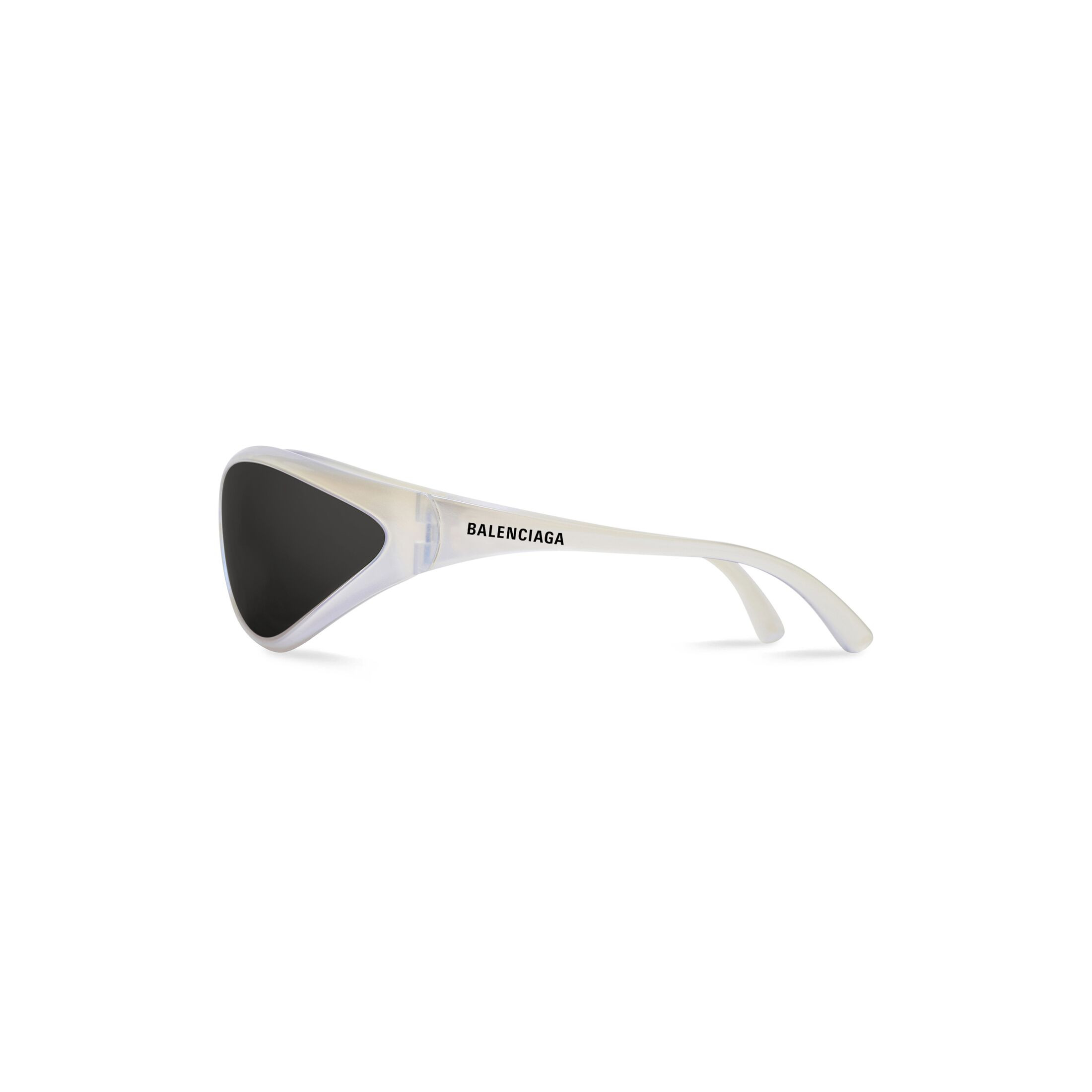 90s Oval Sunglasses in iridescent crystal bio-based injected nylon with grey lenses are from the ... | Balenciaga