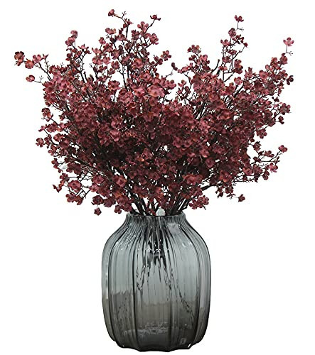 JAKY-Global Babys Breath Silk Burgundy Artificial Flowers 12 Bundle Fake Plants Decor Fall Stems Decoration Bouquets for DIY Home Garden (Burgundy Than Red) | Amazon (CA)