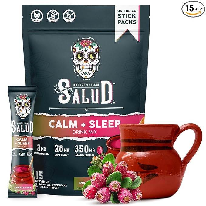 Salud 2-in-1 Sleep Aid + Calm Drink Mix, Prickly Pear Flavor, Melatonin, Magnesium, Saffron Extra... | Amazon (US)