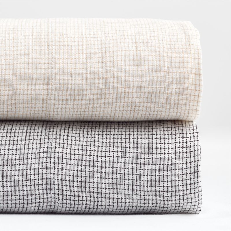 Natural Hemp Grid Sheet Sets | Crate & Barrel | Crate & Barrel