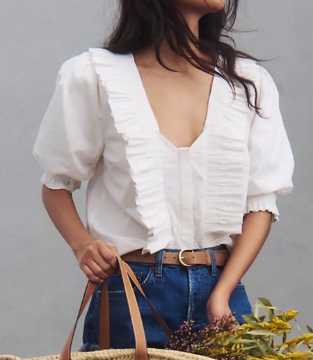 Forever That Girl Puff-Sleeve Ruffle Blouse