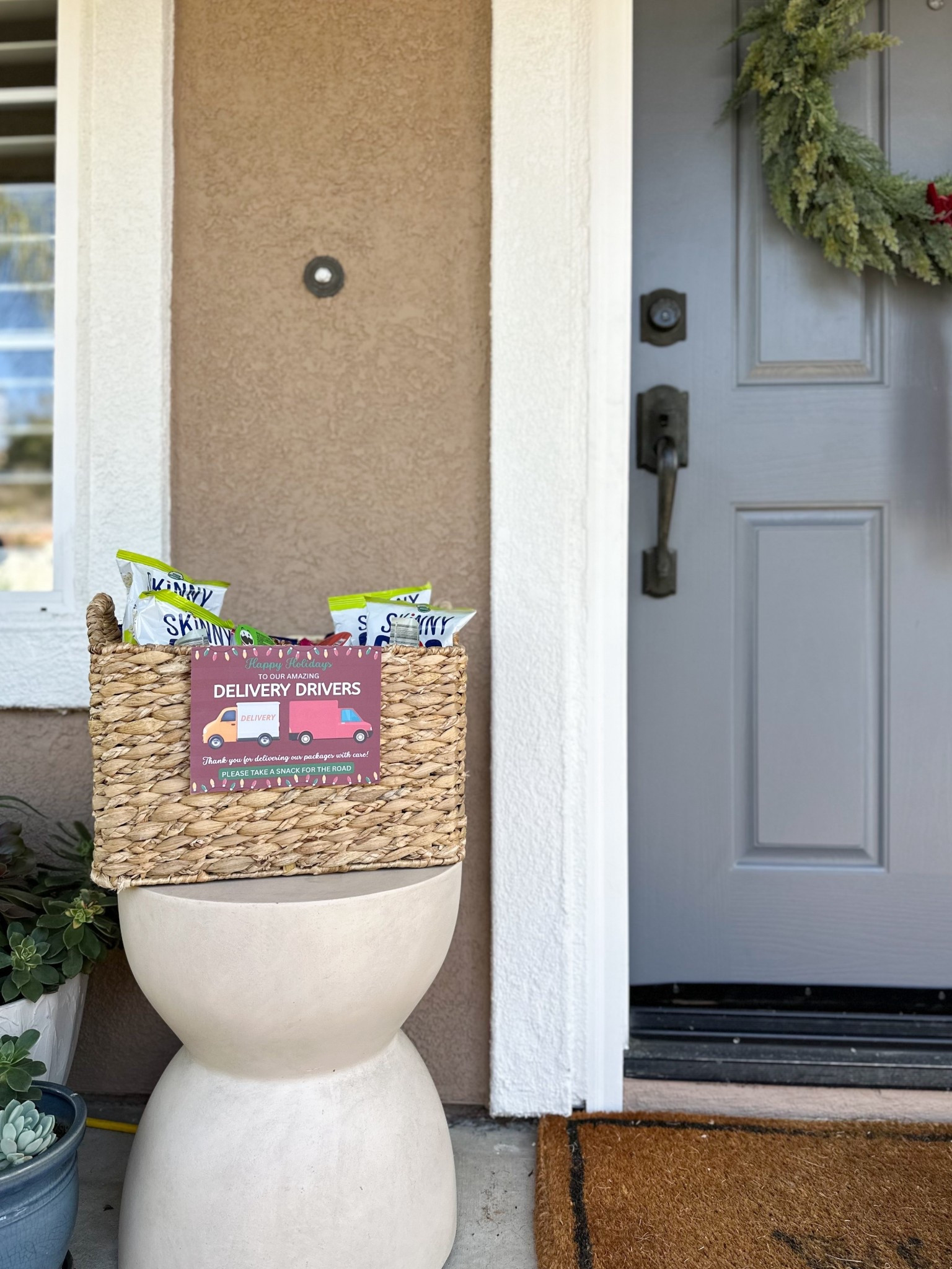 Snack basket for your delivery drivers!

Woven basket with handles.
I used Canva to make the sign.

#LTKHoliday #LTKHome