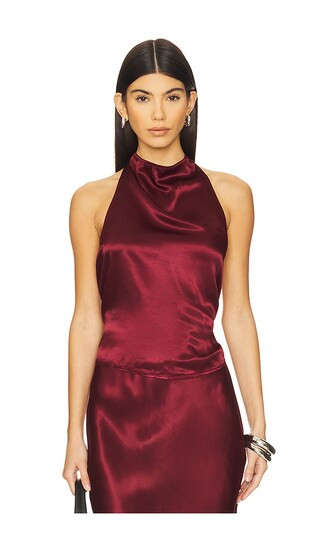 Satin Halter in Ruby | Revolve Clothing (Global)