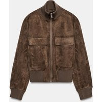 Zara - Faux Suede Bomber Jacket - Light Beige - Xs - Woman | Zara US