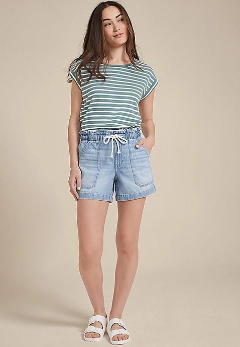 m jeans by maurices™ Soft High Rise Drawstring 5in Short | Maurices
