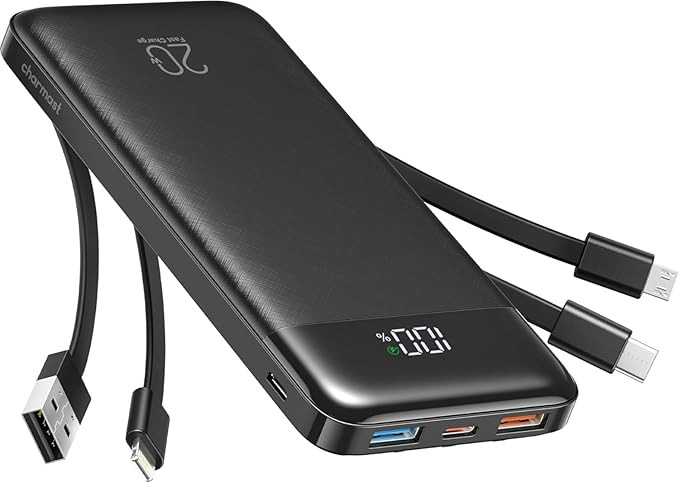 charmast 20000mAh Portable Charger with Built in Cables, 22.5W Travel Power Bank Fast Charging, U... | Amazon (US)