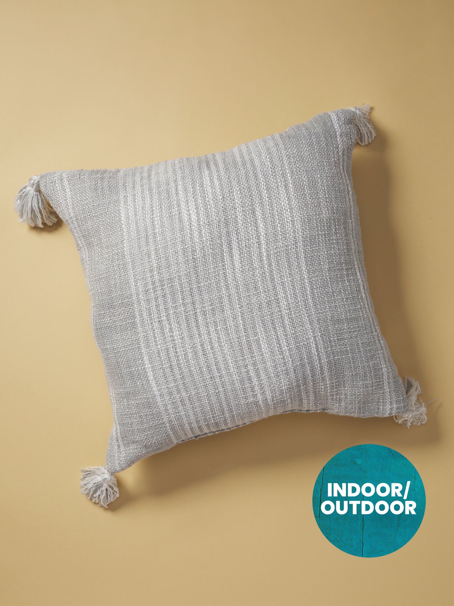 20x20 Indoor Outdoor Farmhouse Tasseled Pillow | Outdoor Pillows | HomeGoods | HomeGoods