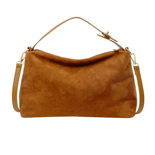 Suede Bags for Women Brown Leather Hobo Bags Slouchy Tote Handbag Vintage Sude Purse | Amazon (US)
