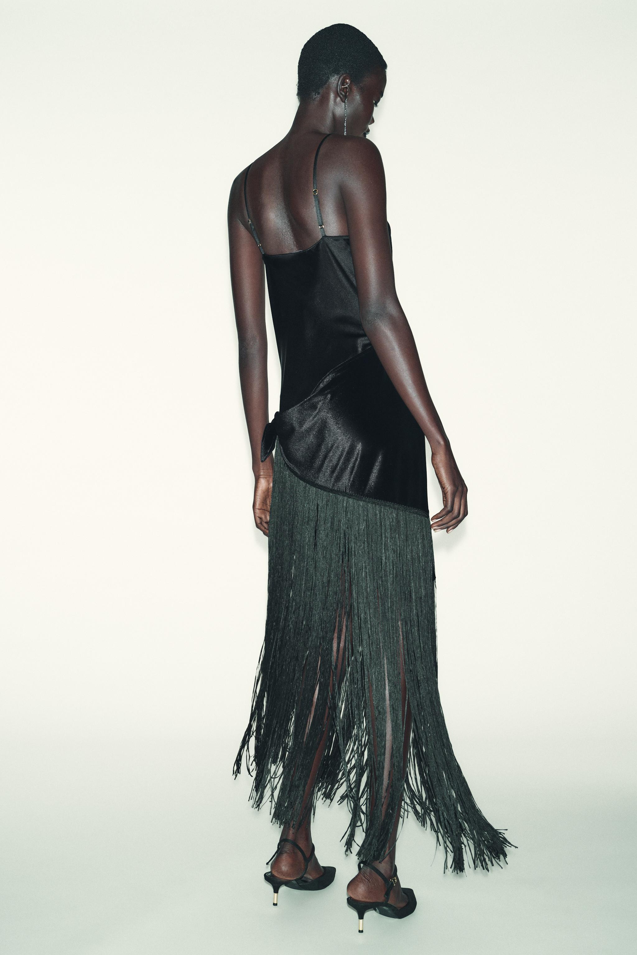 COMBINATION FRINGE LONG DRESS | Zara US