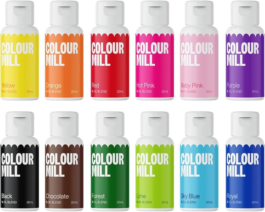 Colour Mill Kickstarter-Pack Oil-Based Food Coloring, 20 Milliliters Each of 12 Colors: Baby Pink... | Amazon (US)