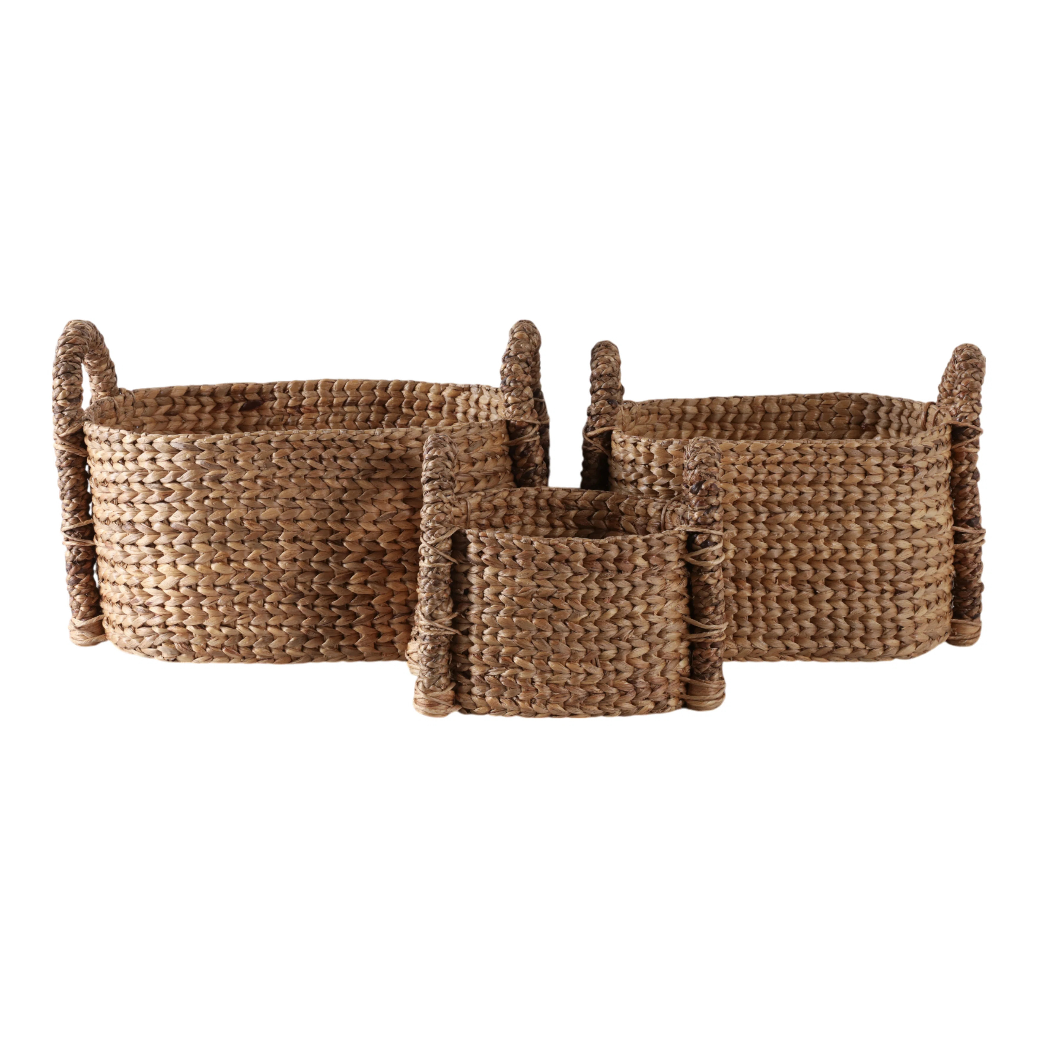 Oval Woven Decorative Baskets With Handles - Decorative Household Storage Organizer Baskets For M... | Wayfair North America