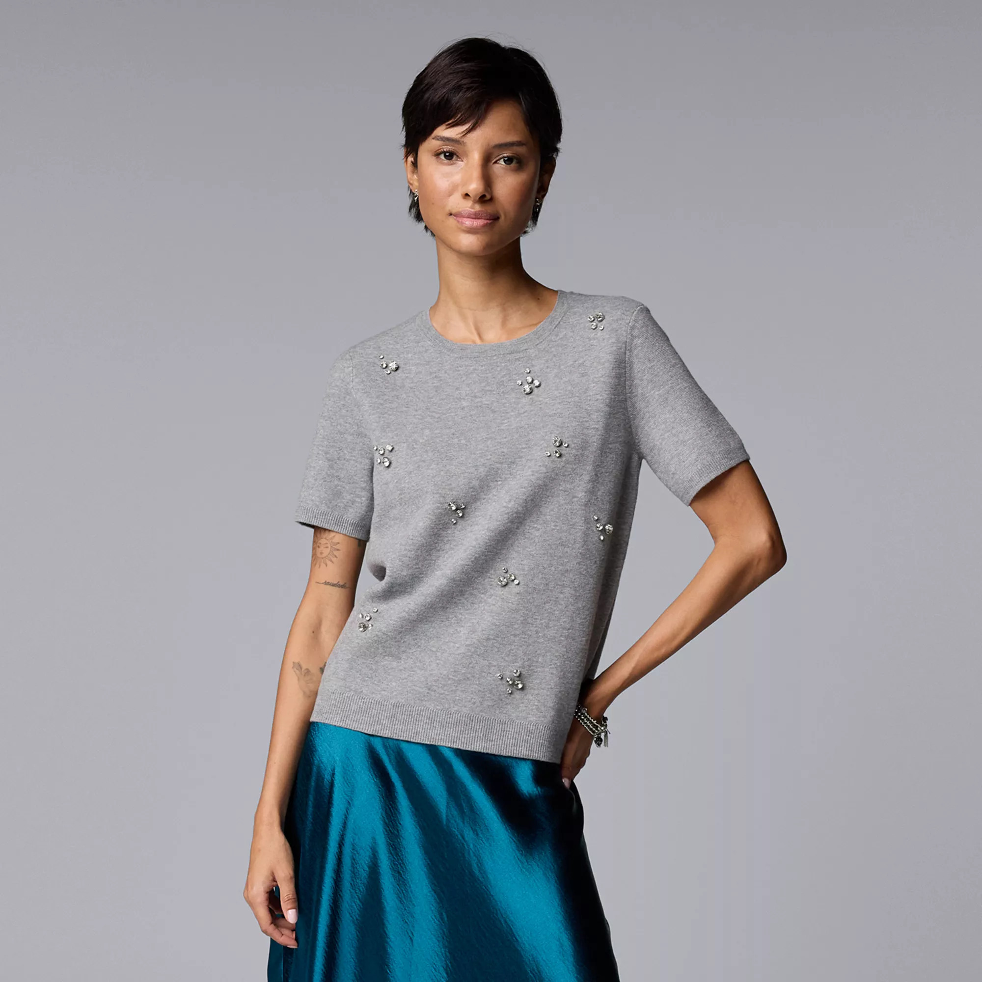 Women's Simply Vera Vera Wang Rhinestone Cluster Top | Kohl's