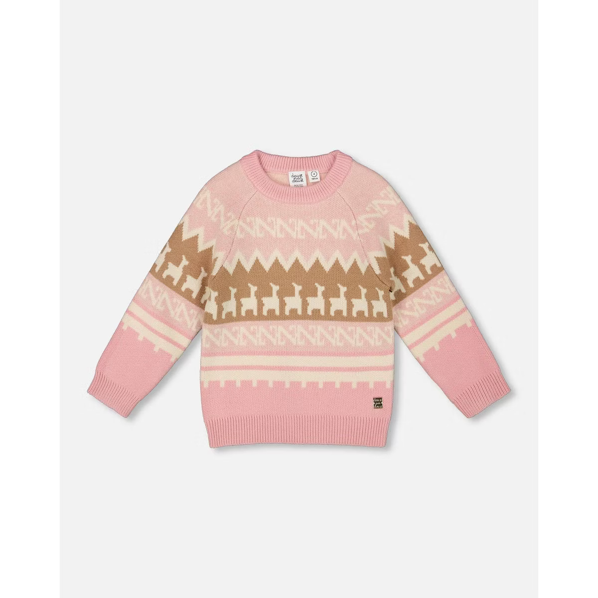Deux par Deux Girl Llama Jacquard Sweater Dusty Pink - 2 Years | Target