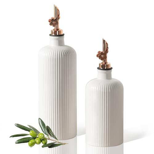 Amazon.com: Dizada Olive Oil Dispenser Bottle Set of 2 (22 Oz + 14 Oz) - Porcelain Oil and Vinega... | Amazon (US)