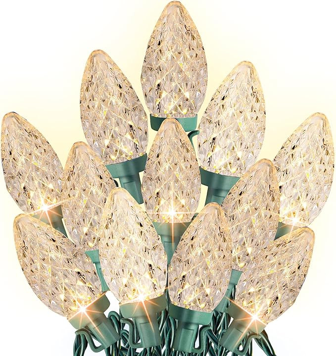 Dazzle Bright C9 Christmas String Lights, 100 LED 66 FT Waterproof Connectable Green Wire Fairy L... | Amazon (US)