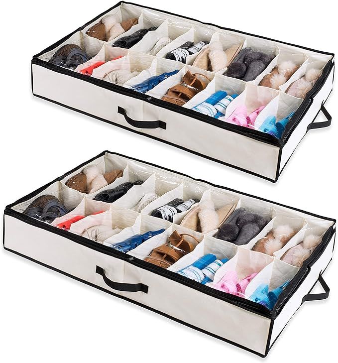 Woffit Under The Bed Shoe Organizer Fits 12 Pairs – Made with Sturdy & Breathable Materials –... | Amazon (US)