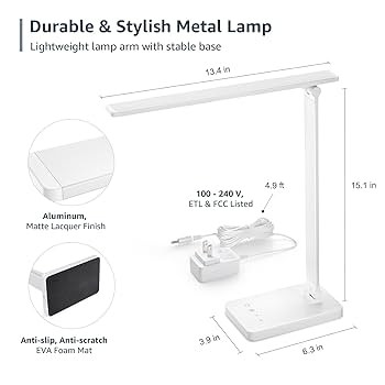Lepro LED Desk Lamp, Metal Desk Light 9.5W 800lm, Forbes Vetted Best Task Lamp, 5 Color Modes 5 B... | Amazon (US)