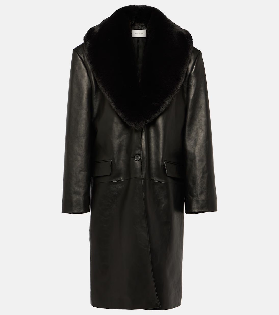 Faux fur-trimmed leather coat | Mytheresa (US/CA)