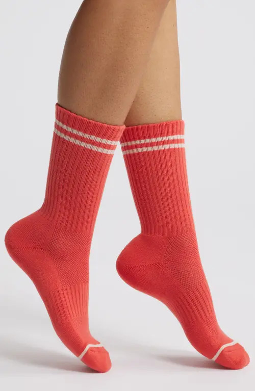 Le Bon Shoppe Boyfriend Stripe Crew Socks in Coral at Nordstrom | Nordstrom
