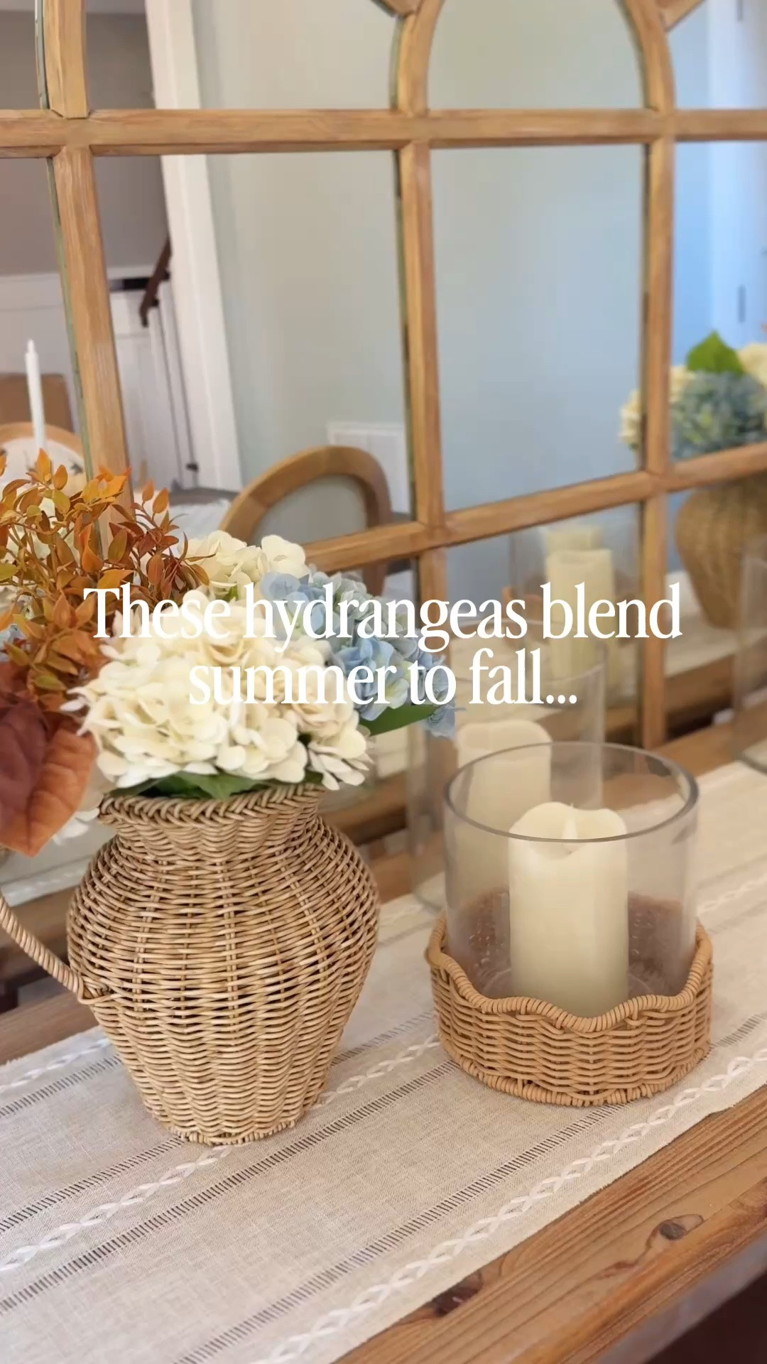 These blue hydrangeas tie in my blue pillow covers and my faux leather touches reference the brown leaves a fall.

#LTKHome