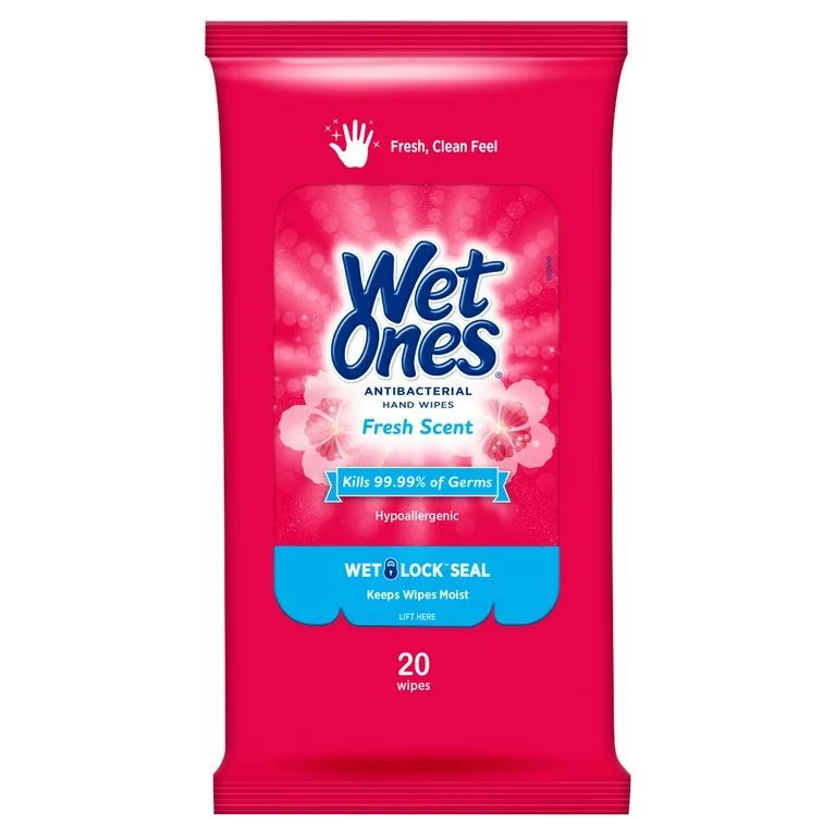 Wet Ones Fresh Scent Antibacterial Hand Wipes, 20 count - Walmart.com | Walmart (US)