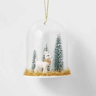 Cloche with Mini Reindeer Scene Christmas Tree Ornament - Wondershop&#8482; | Target