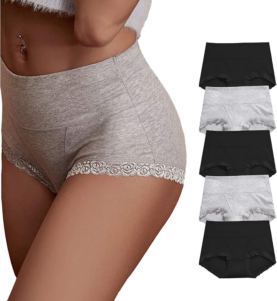 Women's Cotton Underwear,Ladies Soft Stretch Tummy Control Comfy No Muffin Panties Boyshorts | Amazon (US)