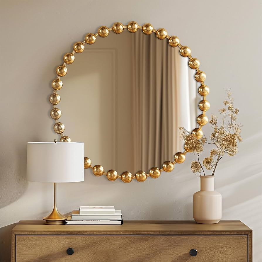Madison Park Round Mirror, Metal Frame Circle Mirror 27 inch, Wall Art Decor Mounted Hanging for ... | Amazon (US)
