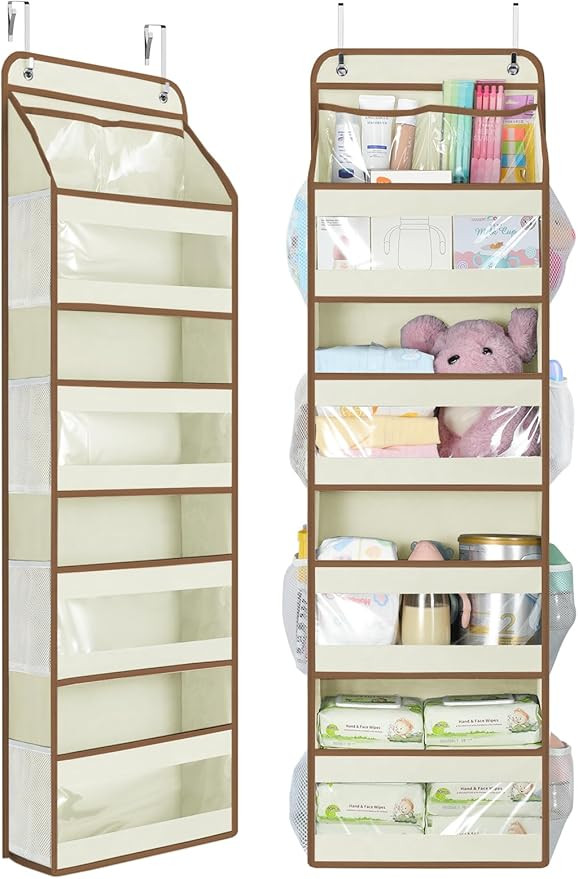 Yecaye 5 Tier 1Pc Over the Door Organizer, Swing-proof Door Organizer Hanging with Clear PVC Wind... | Amazon (US)