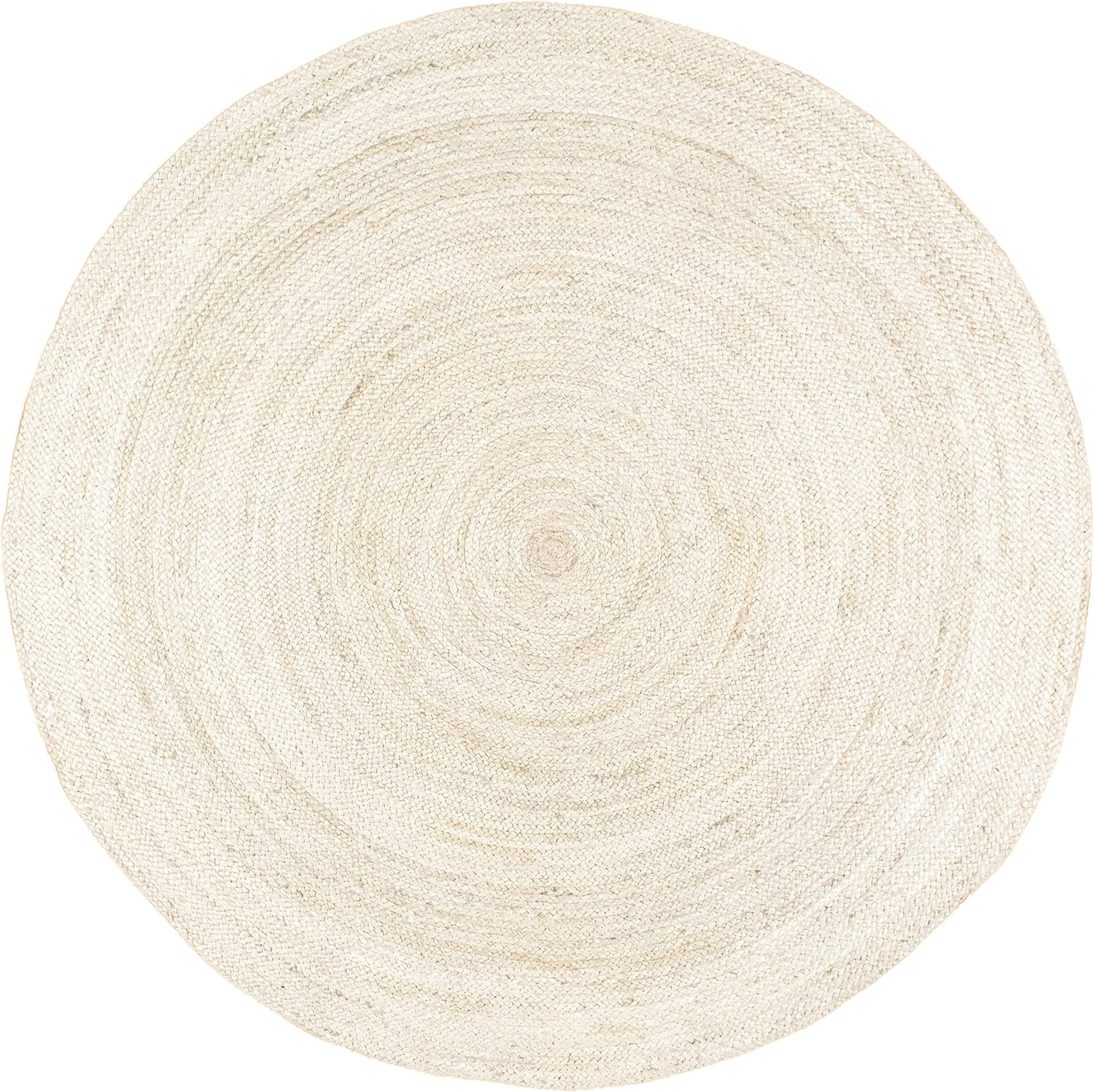 nuLOOM 6 Round Rigo Jute Hand Woven Area Rug, Off White, Solid Farmhouse Design, Natural Fiber, F... | Amazon (US)