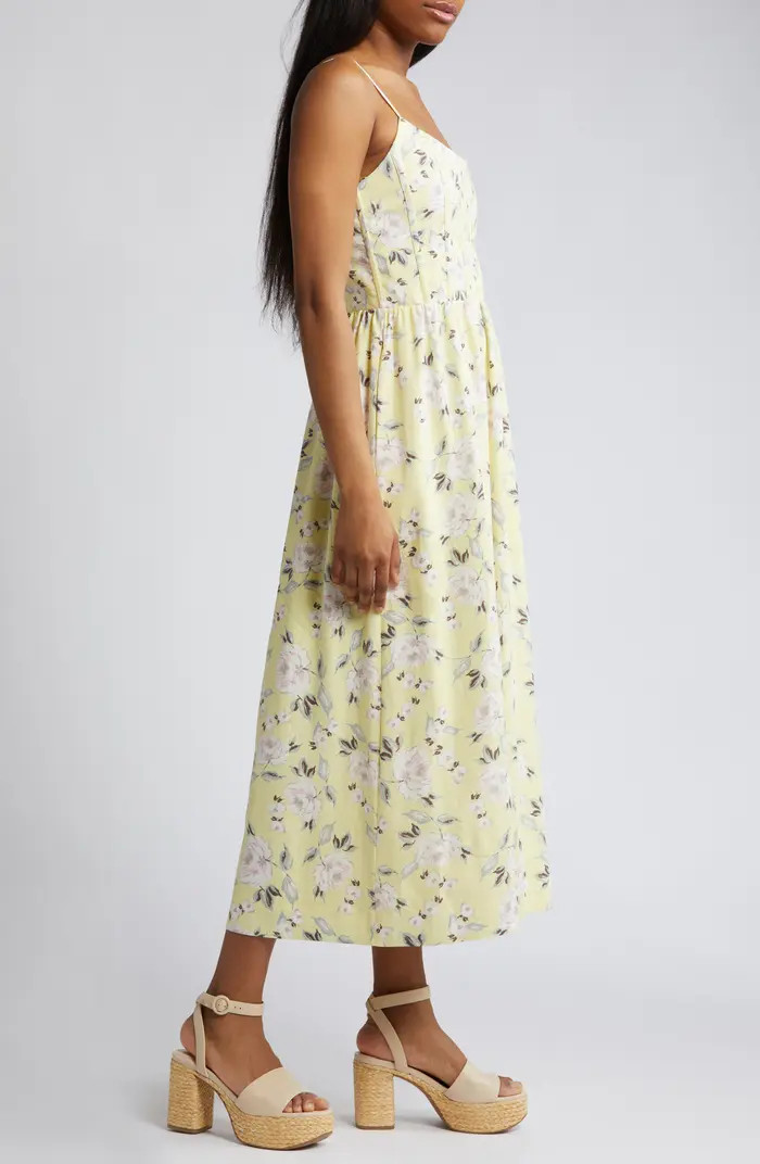 Charles Henry Floral Linen Blend Sundress | Nordstrom | Nordstrom