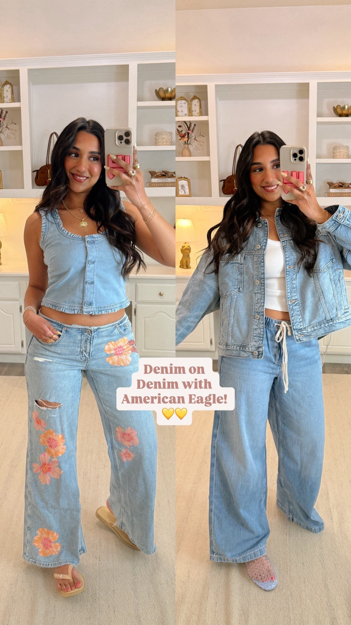 @americaneagle denim on denim looks! 🫶🏽🌸 shop my favs below! #aejeans #aepartner

