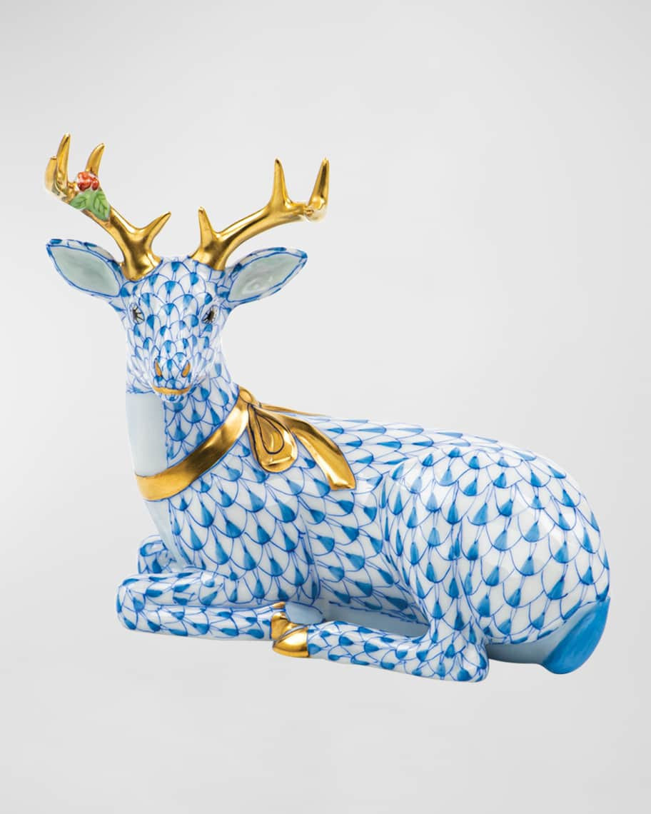 Herend Lying Christmas Deer Figurine | Neiman Marcus