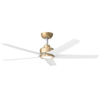 52 in. Indoor, Outdoor White LED Ceiling Fan with Remote, Reversible Quiet DC Motor and 5 Blades ... | The Home Depot