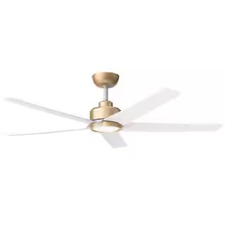 52 in. Indoor, Outdoor White LED Ceiling Fan with Remote, Reversible Quiet DC Motor and 5 Blades ... | The Home Depot