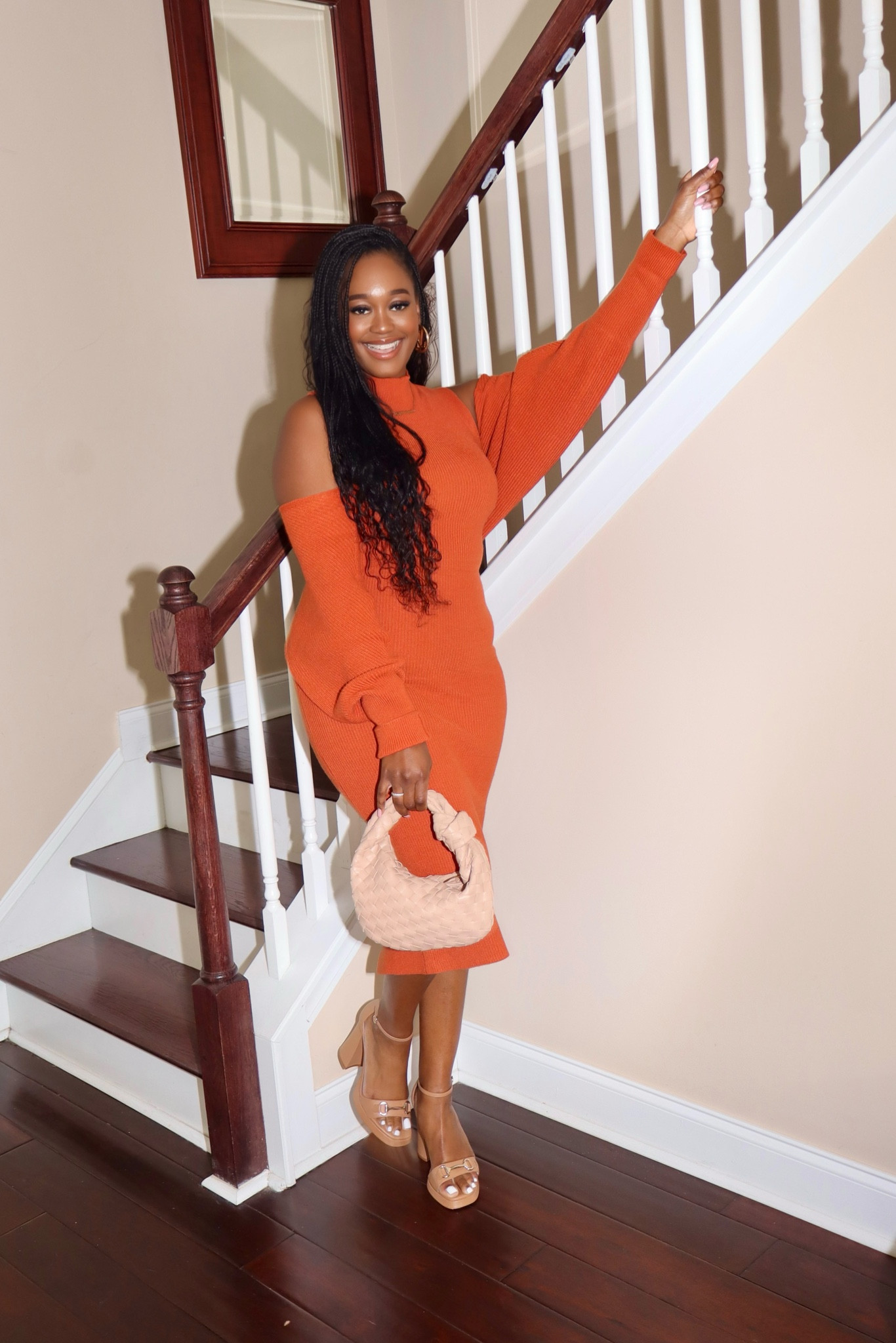 fall brunch dress misstoomadeit on LTK Petal and Pup Women's gala dress blue Hidden side pockets Color:Tobacco Brown