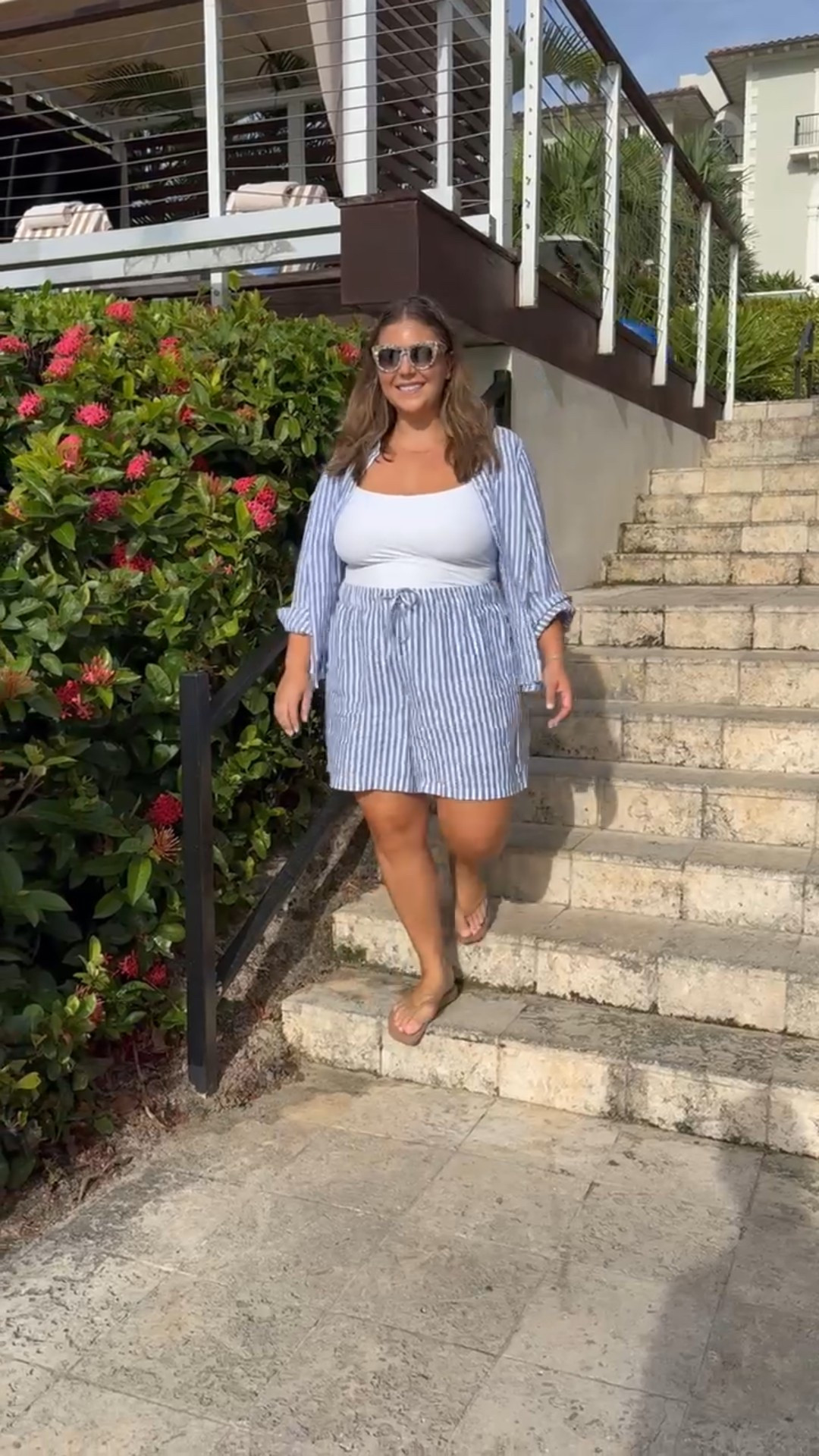 Morning outfit checks! ☀️🌴 wearing size 1X in top & shorts, 16 in swimsuit. Use CARALYNM at Cakes Body. Sharing similar styles to Conrad’s outfit. 

#LTKSwim #LTKPlusSize #LTKStyleTip