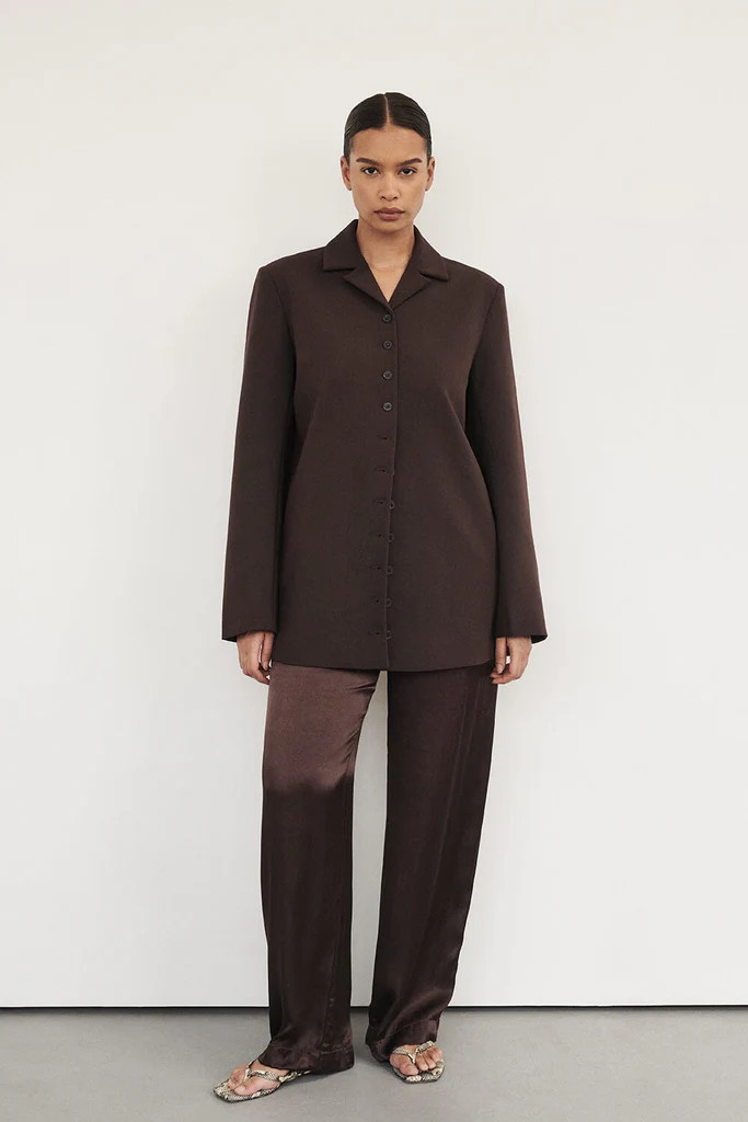 MONICA BITTER CHOC SATIN PANT | DISSH