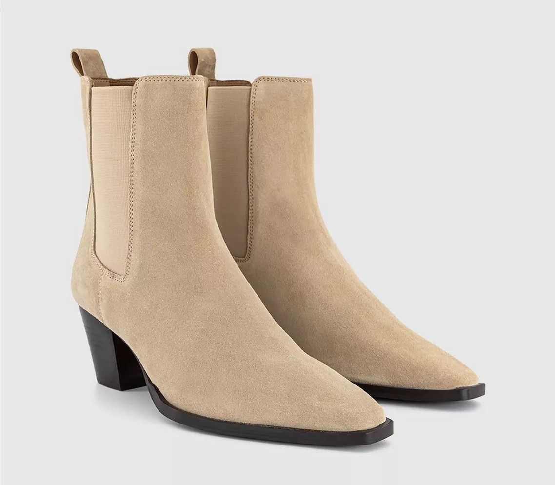 OFFICE Aries Western Chelsea Ankle Boots Beige Suede - Women's Ankle Boots | Office Shoes (UK)