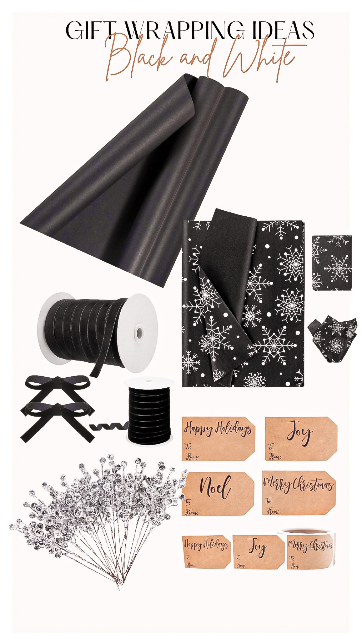 WRAPPING IDEAS🖤
• Black & White 🤍

Amazon has great options for your wrapping needs 🎁

Gift guide, Christmas decor , Amazon finds, wrapping paper, tissue paper, velvet ribbon , gift wrap name tags, gift tags, berries, gift toppers 

#LTKGiftGuide #LTKHoliday #LTKSeasonal
