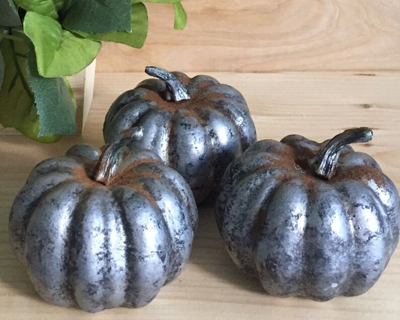 Galvanized look faux metal mini pumpkins /  faux metal | Etsy | Etsy (US)