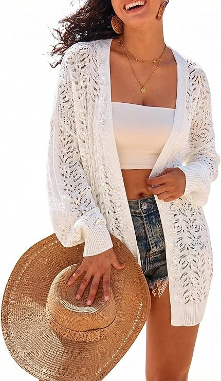 Arach&Cloz Women's Oversized Crochet Cover Up Summer Cardigan Lightweight Beach Vacation Kimonos ... | Amazon (US)