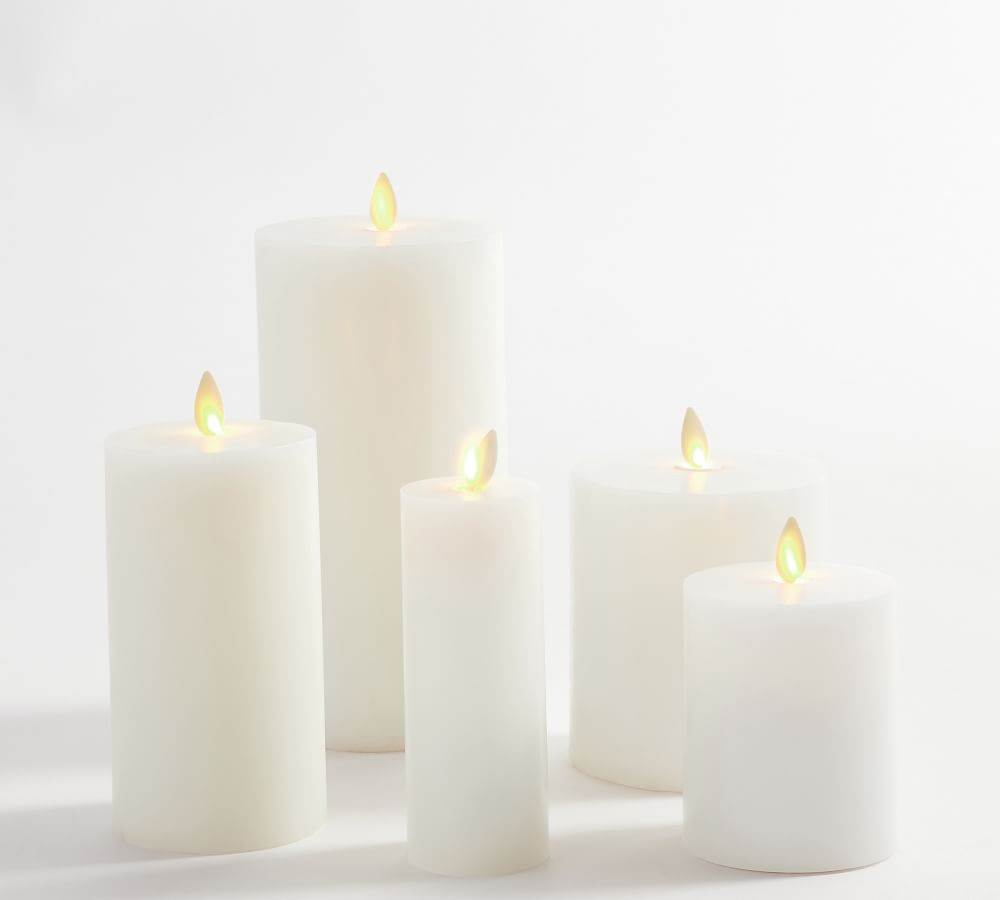 Premium Flickering Flameless Wax Pillar Candles | Pottery Barn (US)