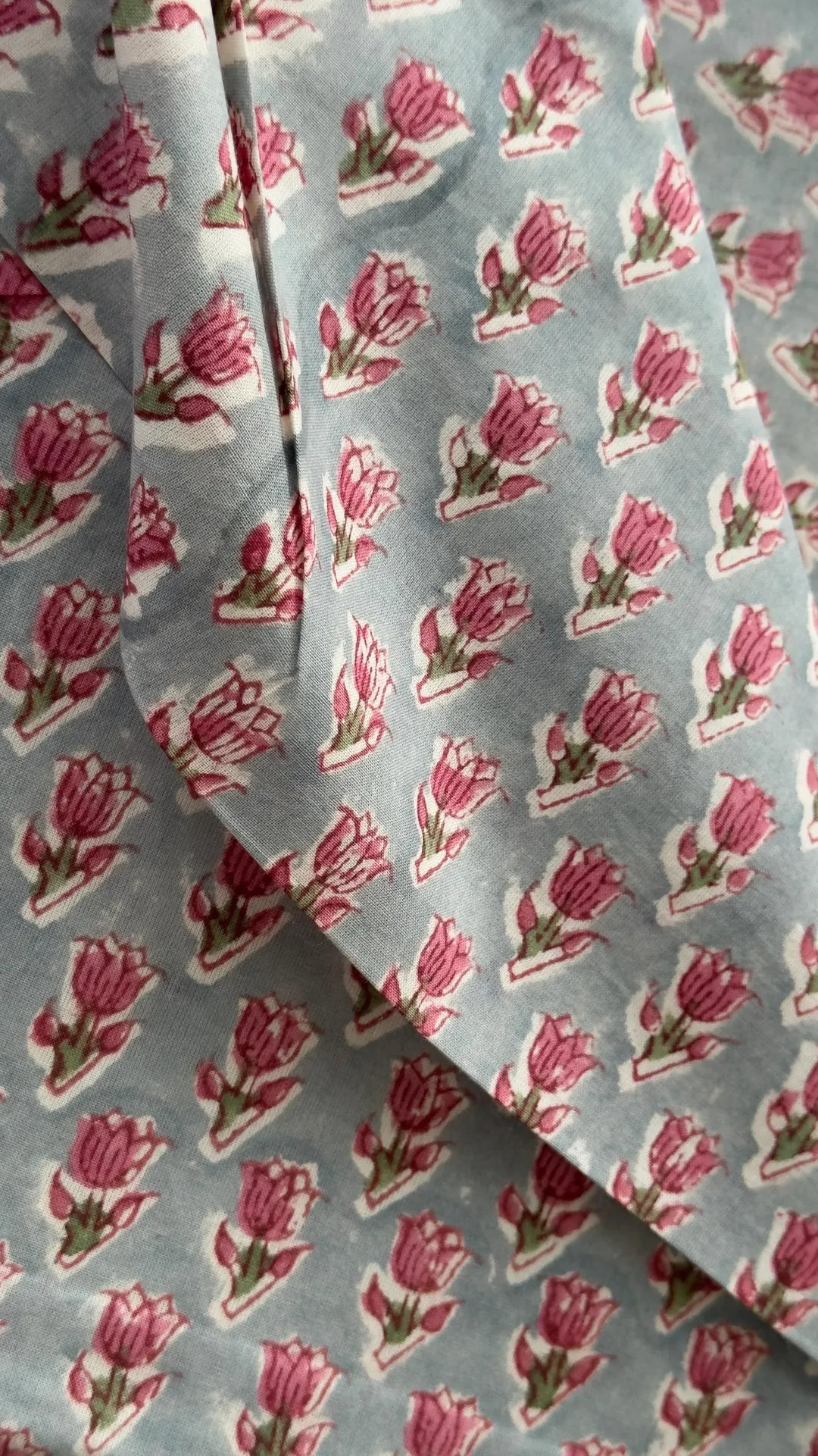 Pale Grey & Pink Floral Cotton Fabric – Indian Hand Block Print Textile – Soft Boho Sewing Ma... | Etsy (US)