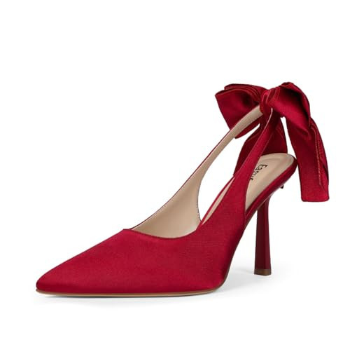 Easyfox Red Bow Heels for Women Pumps Closed Pointed Toe Womens Red Heels Slingback Stiletto High Heel Halloween Pumps Size 9 | Amazon (US)