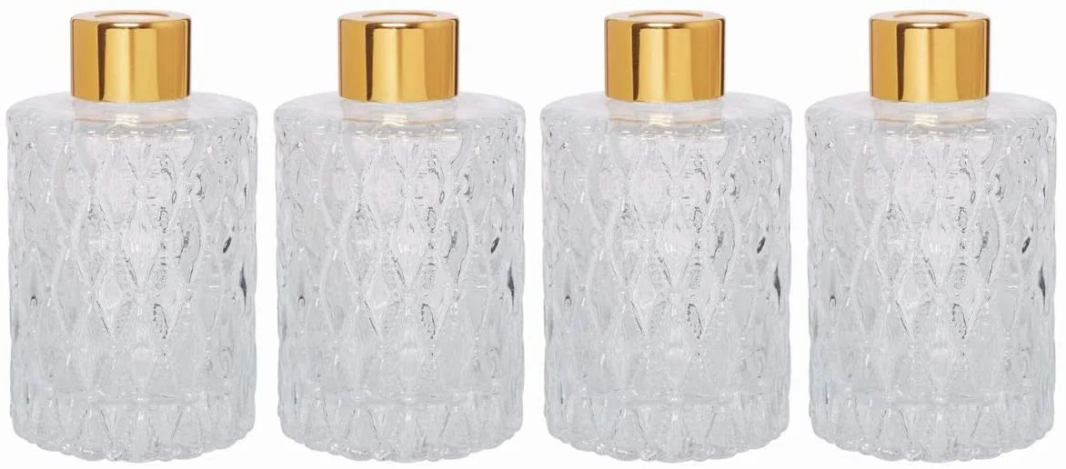 Hosley's Set of 4, 4 inch High, Gold Mid Century Modern Glass Diffuser Bottles with stopper and g... | Walmart (US)