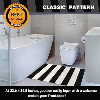 KaHouen Black and White Striped Rug (23.6 x 35.4 Inches ), Indoor Outdoor Striped Doormats, Handm... | Amazon (US)