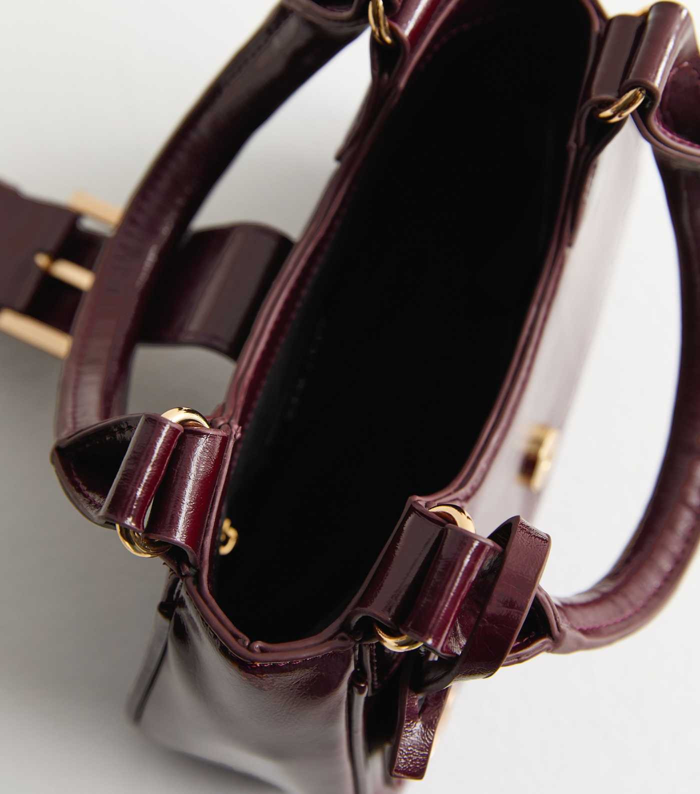 Burgundy Leather-Look Buckle Crossbody Mini Bag  | New Look | New Look (UK)
